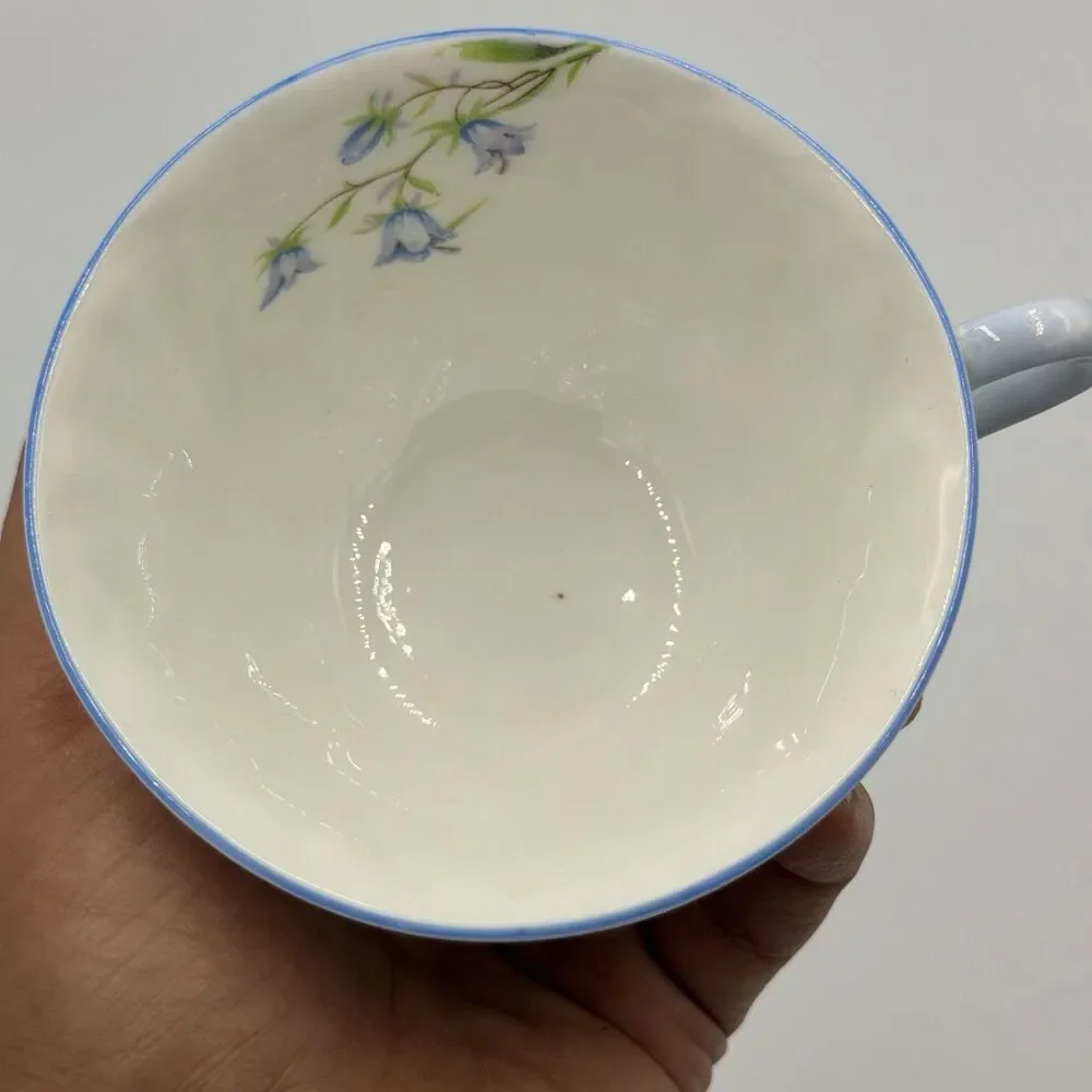 Shelley England Harebell Oleander Fine Bone China Cup & Saucer Blue Floral VTG